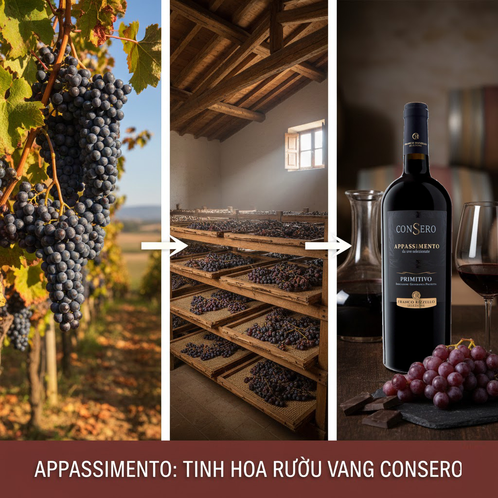 Appassimento Là Gì? Quy Trình Sản Xuất Rượu Vang Consero Độc Đáo